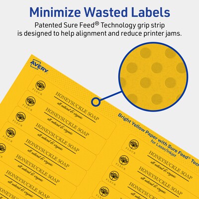 Avery Hemp Square Laser/Inkjet Multipurpose Labels, 2-3/4" x 2-3/4", Off-White (120/Pack)