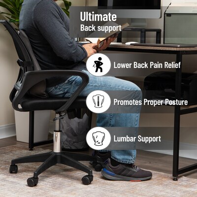 Mind Reader Memory Foam Ergonomic Lower Back Cushion Office Chair Support, Gray (VERTBACK-GRY)