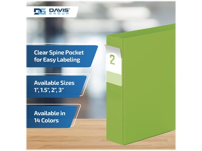 Davis Group Premium Economy 2" 3-Ring Non-View Binders, D-Ring, Lime Green, 6/Pack (2304-24-06)