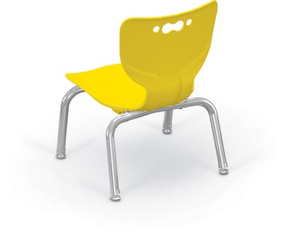 MooreCo 10" Hierarchy Student Chair with 4 Legs, Yellow/Chrome Base (703673561877)