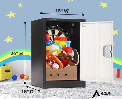 AdirOffice 24"H Single Tier Black/White Storage Locker (ADI629-02-B-W-DL)