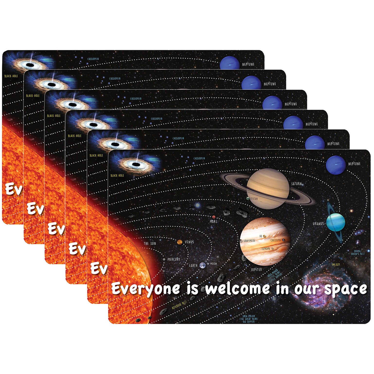 Ashley Smart Poly Computer Mouse Pad, 8 x 10, Everyone is Welcome in our Space, 6/Pack (ASH12506-6)