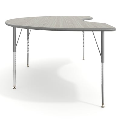 Flash Furniture Wren Kidney Activity Table, 96" x 48", Height Adjustable, Light Gray Top/Silver Frame (XUA4896KDLGTA)