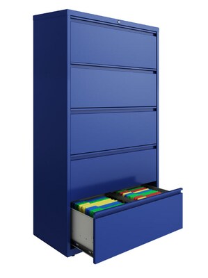 Hirsh HL10000 Series 5-Drawer Lateral File Cabinet, Locking, Letter/Legal, Classic Blue, 36" (24260)