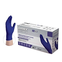 Ammex Professional Series Indigo Powder Free Nitrile Exam Gloves, Latex Free, Medium, 100/Box (AINPF