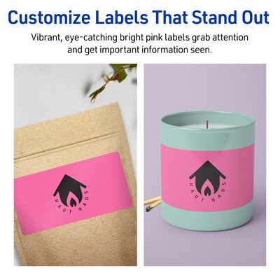 Avery Laser/Inkjet Rectangle Multipurpose Labels, 3" x 6", Bright Pink, 120/Pack (94249)