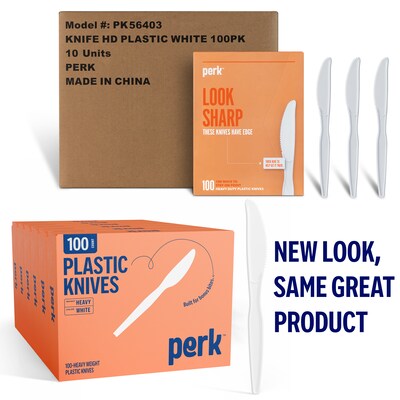 Perk™ Polystyrene Knife, Heavy-Weight, White, 1000/Carton (PK56403CT)