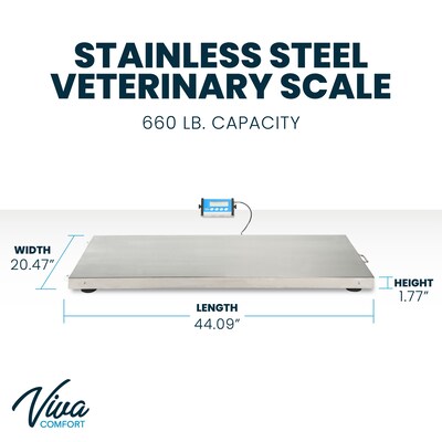 Viva Comfort ME904 Veterinary Scale with Wheels, 660 lbs. Capacity, White (ADI904-04-MK)
