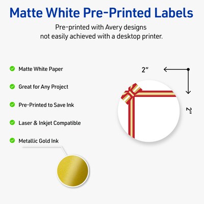 Avery Circle Multipurpose Labels, 2 Dia., White, 120/Pack (19479370580)