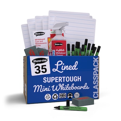 Show-me SUPERTOUGH Lined Mini Whiteboard Kit, Assorted Colors, 35/Set (EPTCSRLX)