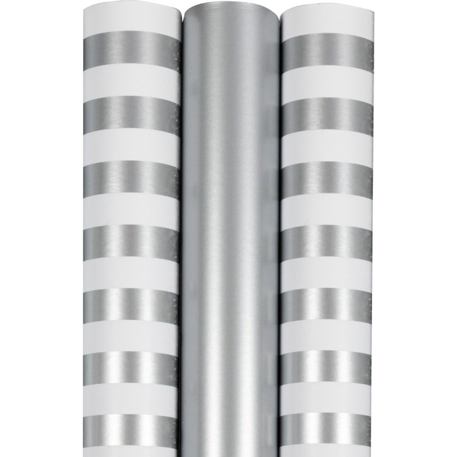 JAM Paper Gift Wrap, 53.5 x 30, Silver, 3/Pack (368532535)