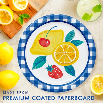 Say Hooray! Fresh Fruits Summer Disposable Paper Plates and Napkins Set, 48/Pack (DTC9631E2G)