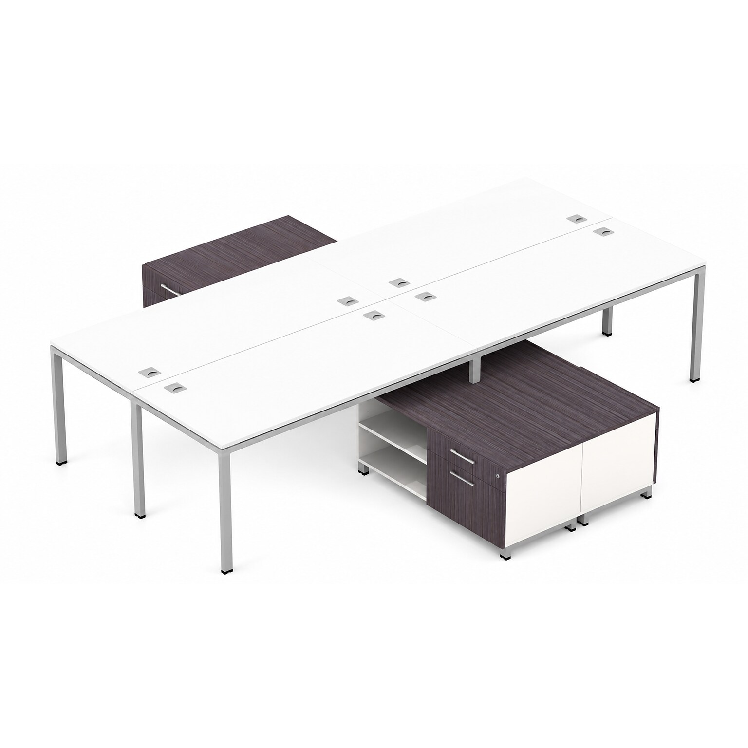 Boss Office Products Simple System 71W Desk with Storage Cabinet, White, 4/Set (SGSD017-203-WT)