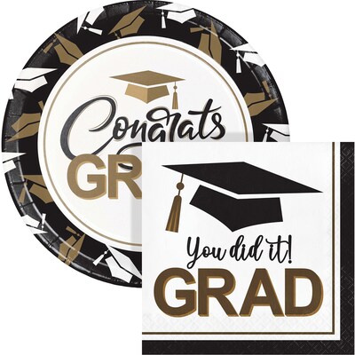 Say Hooray! Graceful Grad Graduation Disposable Paper Plates and Napkins Set, 49/Pack (DTC9638E2A)