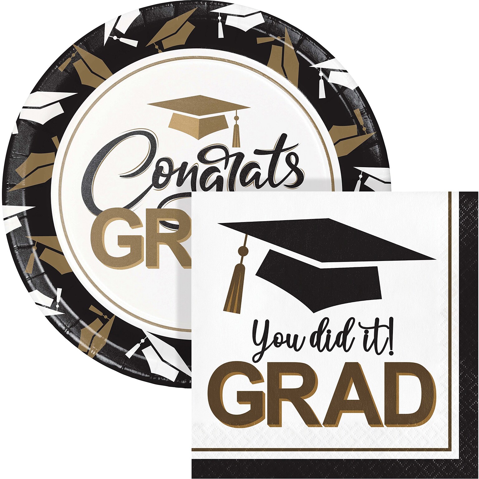 Say Hooray! Graceful Grad Graduation Disposable Paper Plates and Napkins Set, 49/Pack (DTC9638E2A)