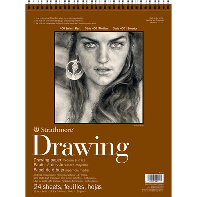 Strathmore 400 Series 11 x 14 Wire Bound Drawing Sketch Pad, 24 Sheets/Pad, 3/Bundle (STTP400503-3