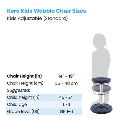 Kore Design Kids Adjustable Standard Wobble Chair 14" to 19", Dark Blue (KD-3104)