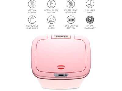 Nine Stars Plastic Sensor Trash Can, 3.2-Gallon, Pink (DZT-12-5PK)