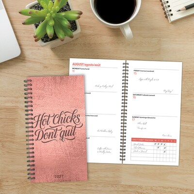 2027 Willow Creek Hot Chicks Don't Quit 3.5" x 6.5" Calendar Year Weekly & Monthly Standard Planner, Assorted Colors (66751)