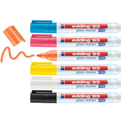 edding 95 Series Water BasedGlass Marker, Assorted Colors, 6/Pack (EDD4956)