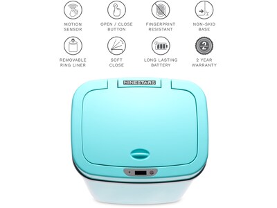 Nine Stars Plastic Sensor Trash Can, 3.2-Gallon, Teal Blue (DZT-12-5TB)