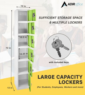 AdirOffice 72'' 6-Tier Green Storage Locker, 2/Pack (629-206-GRN-2PK)