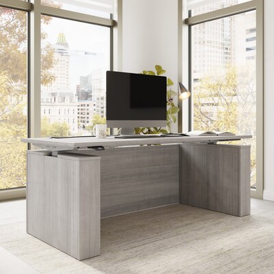 Bush Business Furniture Stratus 72W Electric Rectangular Adjustable Standing Desk with Modesty Panel, Platinum Gray (SUT004PG)