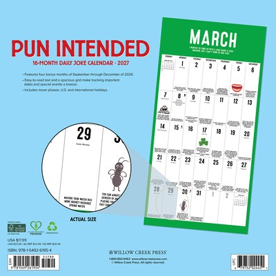 2027 Willow Creek Pun Intended 12 x 12 Monthly Wall Calendar, Assorted Colors (61954)