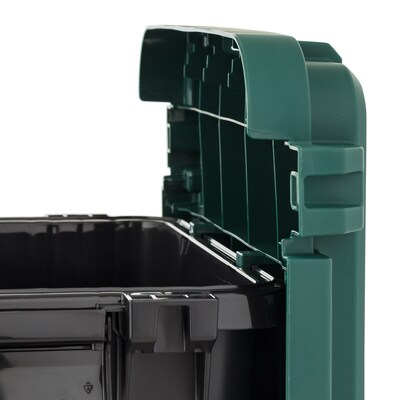 Iris Heavy Duty 30 Qt. Storage Bin with Latching Lid, Plastic, Black, 4/Pack (500343)
