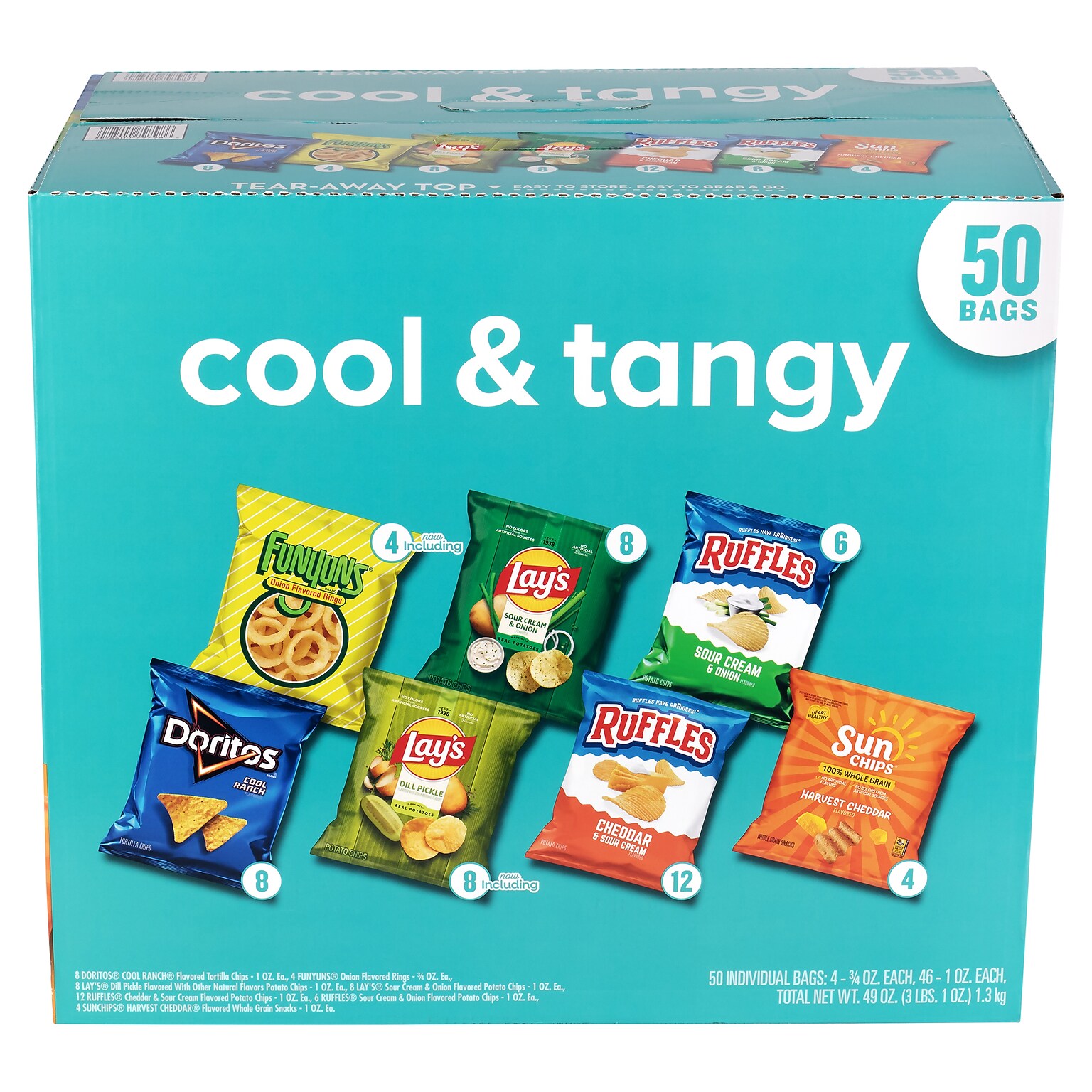 Frito Lay Cool and Tangy Mix Chips Variety Pack, 50 oz., 50/Pack (220-02669)