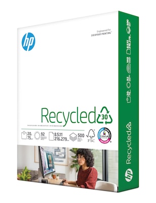 HP 30% Recycled 8.5 x 11 Multipurpose Paper, 20 lbs., 92 Brightness, 500 Sheets/Ream (HPE1120)