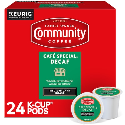 Community Coffee Cafe Special Decaf Coffee Keurig® K-Cup® Pods, Medium Dark Roast, 24/Box (500037432