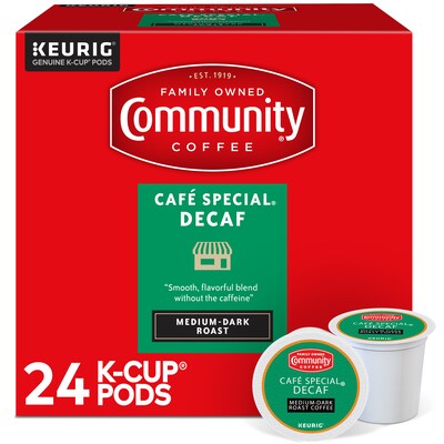 Community Coffee Cafe Special Decaf Coffee Keurig® K-Cup® Pods, Medium Dark Roast, 24/Box (500037432