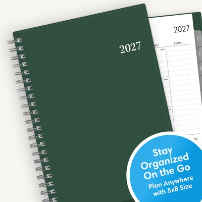 2027 Blue Sky 5" x 8" Day-to-Day Calendar, Forest Green (162470)
