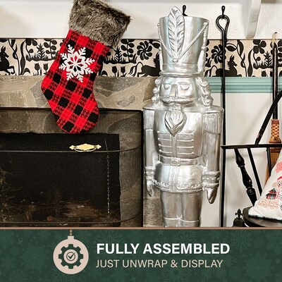 Fraser Hill Farm 4' Nutcracker Soldier, Silver (FFRS048-1SOL-SIL)