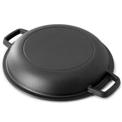 MegaChef Cast Iron 5 Qt. 2-in-1 Dutch Oven, Black (935121252M)