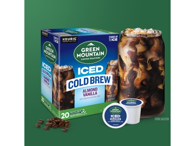 Green Mountain Coffee Roasters Iced Cold Brew Almond Vanilla Iced Coffee Keurig® K-Cup® Pods, Light Roast, 20/Box (5000372045)