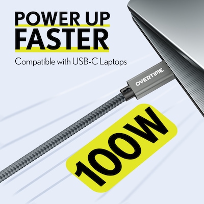 Overtime C82 100W Fast Charging 6 ft Braided USB C to USB C Cable (OCC82WH)