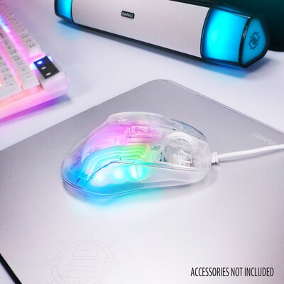 Enhance Theorem 3 Ergonomic Ambidextrous Optical USB Gaming Mouse, Clear (ENTHMS3100WTWS)