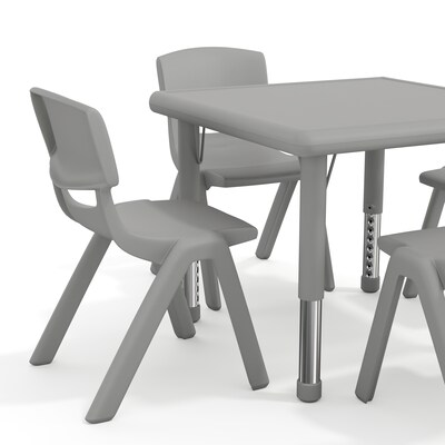 Flash Furniture Emmy Square Activity Table Set, 24" x 24", Height Adjustable, Soft Gray (YCX232SQRTBSGYE)
