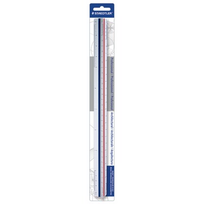 Staedtler Mars 12 Imperial/Metric Triangular Architect Scale, Plastic, White (987 18-31BK)