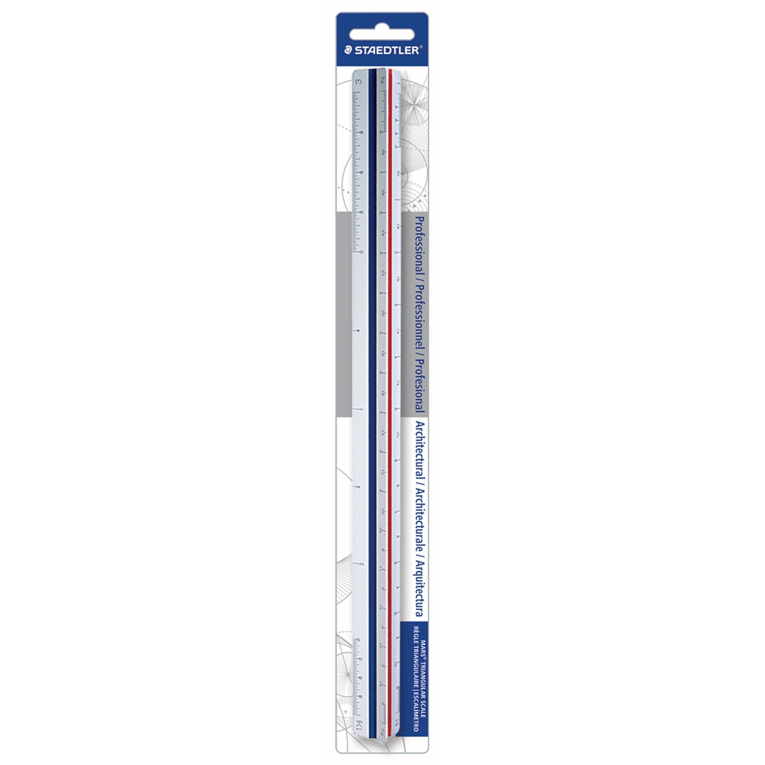 Staedtler Mars 12 Imperial/Metric Triangular Architect Scale, Plastic, White (987 18-31BK)