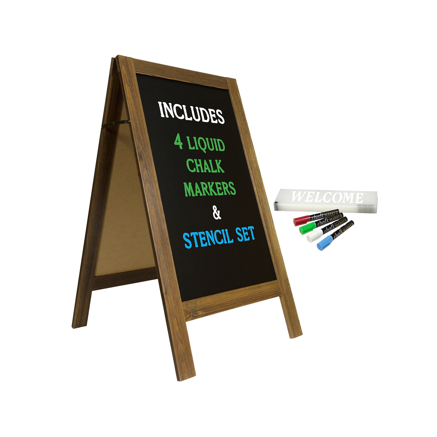Excello Global Products Indoor/Outdoor A-Frame Sidewalk Sign, 22.8 x 40, Black/Brown (GPP-0001-S)