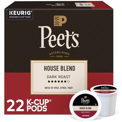 Peets Coffee House Blend Coffee Keurig® K-Cup® Pods, Dark Roast, 22/Box (6546)
