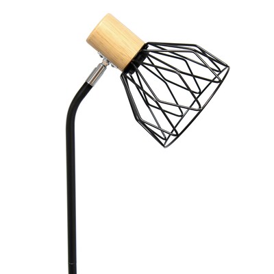 Simple Designs Farmhouse Fusion 55.91" Floor Lamp with Round Shade, Black (LF2019-BLK)