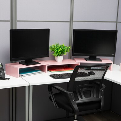 Mind Reader Adjustable Dual Monitor Stand, Up to 44 lbs., Pink (MDFMOND-PNK)