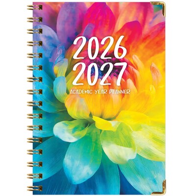 2026-2027 Excello Brands 8" x 5.5" Academic Weekly & Monthly Planner, Paperboard Cover, Rainbow Petals (FSHN-AY26-58-41)