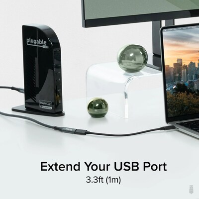 Plugable 3.3' USB C Extension Cable with Built-in Multimeter Tester (USBC-METER3-1MF)