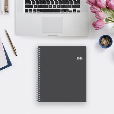 2026 Blue Sky Passages 8" x 10" Calendar Year Monthly Planner, Plastic Cover, Gray (100011-26)