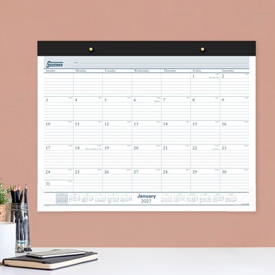 2027 AT-A-GLANCE Success 21.75" x 17" Monthly Desk Pad Calendar, White/Blue (ST24-00-27)